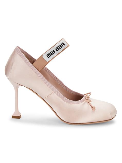 Shop Miu Miu Satin Ballet Pumps 